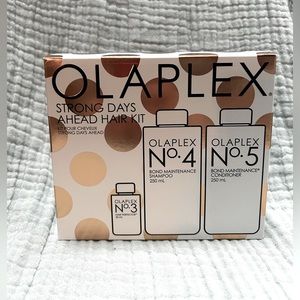 OLAPLEX Strong Day ahead hair kit. No.3 perfector, No.4 shampoo No.5 conditioner